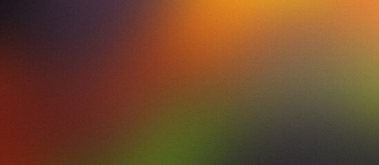 Orange, purple, yellow and green grainy gradient background, blurred color noise texture, banner design