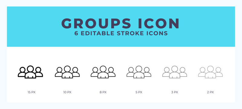 Groups line icon with different stroke. Vector illustration.