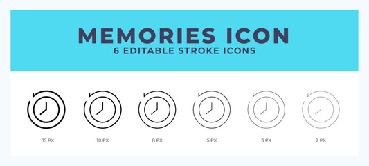 Memories icon with editable stroke. Outline icon vector illustration. © Icon