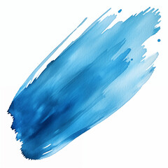 Abstract Blue Watercolor Paint Brush Stroke on White Background