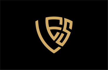 LES creative letter shield logo design vector icon illustration