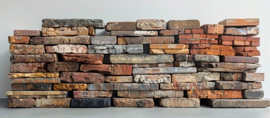 A tight stack of historic bricks sitting next to each other in a neat alignment.