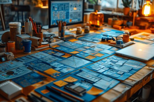 Close up ux developer and ui designer at office. Generative AI