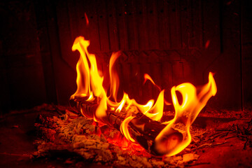 Fire in the fireplace