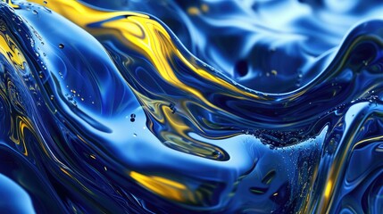 Abstract blue and yellow fluid art background