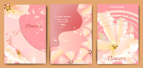 Set of tender, romantic backgrounds with floral theme. For card, cover and other