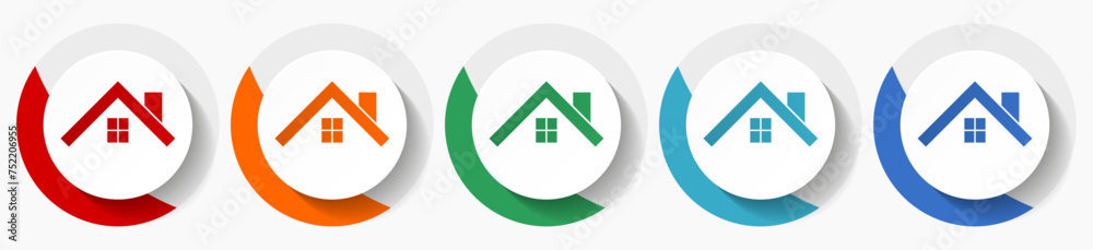 Poster house, roof and window vector icon set, flat icons for logo design, webdesign and mobile application