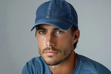 Fototapeta premium portrait of man wearing plain cap hat, mockup