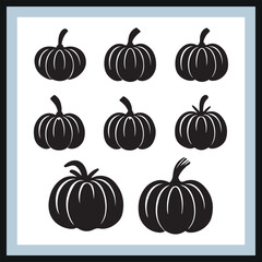 
Isolated Pumpkins silhouettes on white background