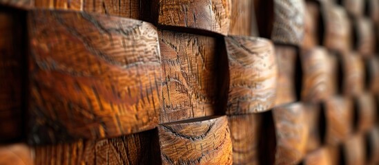 Detailed view of a wooden wall showing grains, knots, and natural textures up close.