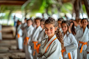 Foto op Canvas Children practicing martial arts on a tatami © Marta