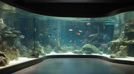 aquariums view with gold fish and stars  abstract fishes in the water background 