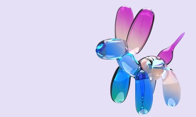 Abstract 3D glass figure balloon dog 