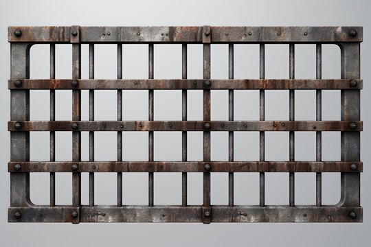 Prision bars isolated on dark background. Ai Generative
