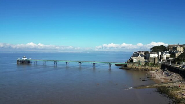 The Clevedon Pier in the town of Clevedon, Somerset, England on the shore of the Severn Estuary