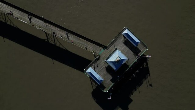 The Clevedon Pier in the town of Clevedon, Somerset, England on the shore of the Severn Estuary