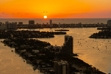 Beautiful sunrise over Miami South Beach on a winter morning