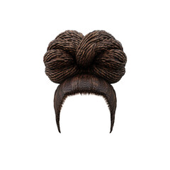 Obraz premium wig africa bun hair with brunette Browne dark color . color . fashion beauty style on white