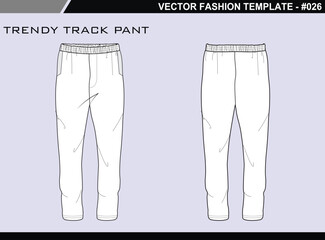 EASY EDITABLE TECH PACK FASHION TECHNICAL FLAT SKETCH ILLUSTRATION DESIGN TRENDY TRACK PANT