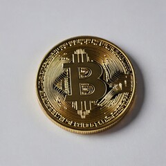 golden bitcoin on white
