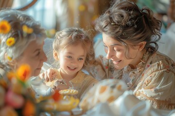 Family Surprises Mother with Breakfast in Bed

