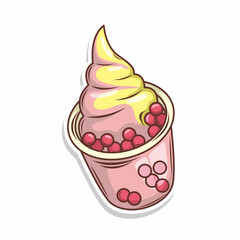 Bubble tea vector  sticker cartoon. hand draw illustration art