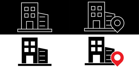 Office building sign icon, Business Outline and Filled. Vector Illustration concept