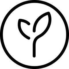 Leaf green ecology icon. The plant is a symbol of the global organic environment. Linear pixel perfect 2400x2400 with editable stroke.