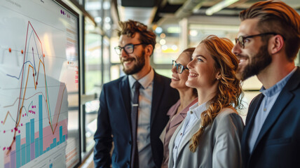 Team of experts with dynamic analysis and team spirit. The chart depicts industry results or market trends.