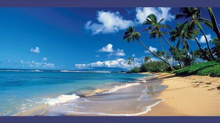 beach with palm trees, hammock