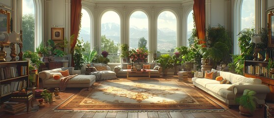 Landscape of Modern Luxury Interior, Unreal Engine 3D, a view of a hotel