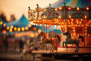 Vintage Fair: Carousel lights creating magical.