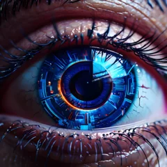 Möbelaufkleber Unveiling the Technological Vision: AI-Rendered Cybernetic Eye Close-Ups © Muhammad Ammar Khan