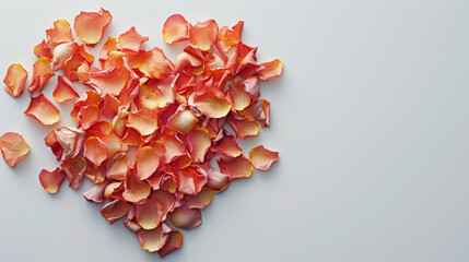 Obraz premium heart of rose pedals on white background