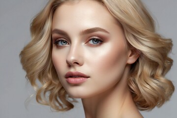 Naklejka premium Young blonde beauty model, Ai generated 