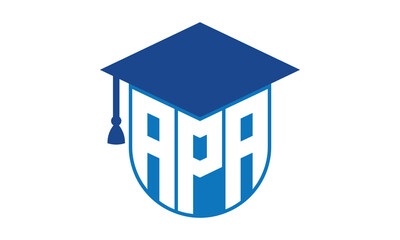 APA initial letter academic logo design vector template. school college logo, university logo, graduation cap logo, institute logo, educational logo, library logo, teaching logo, book shop, varsity - obrazy, fototapety, plakaty