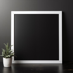 Contemporary White Photo Frame on Solid Black Background for Artistic Displays