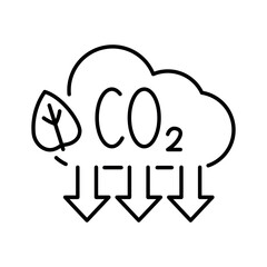 Obraz premium carbon dioxide gas emission reduction color flat icon.