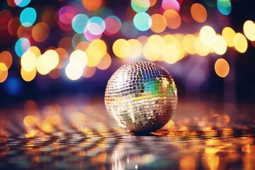 Fototapeta na wymiar Disco Dance Floor: Bokeh lights from a disco ball.