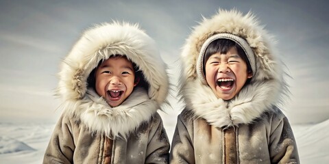 Young Eskimo with Positive Moods, happy Moments, colorful Feelings and joyful Moments in Life
