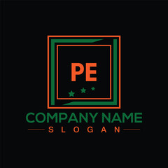 Initials letters PE square vector logo design for company branding
