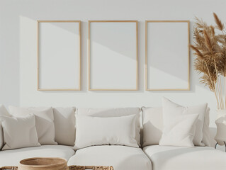 Trio of Unobstructed Small Horizontal Empty Frame Mockups
