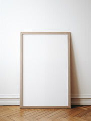 Large Blank Frame Leaning Against White Wall