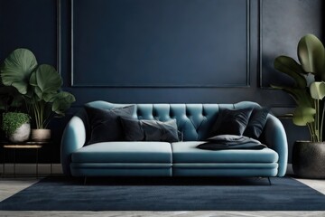 interior of Living Room Interior with frames, poster armchairs ,sofa and Sideboard on Top