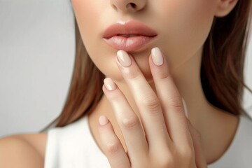 Obraz na płótnie Canvas French manicure beautiful nails Generative AI