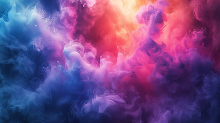 Fototapeta na wymiar Abstract image of colorful smoke blending in a gradient from blue to red hues, creating a vibrant, dreamy atmosphere with a smooth texture.