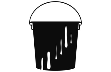 Paint Melting Bucket silhouette, Paint Bucket Icon Flat Graphic Design
