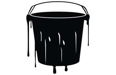 Paint Melting Bucket silhouette, Paint Bucket Icon Flat Graphic Design
