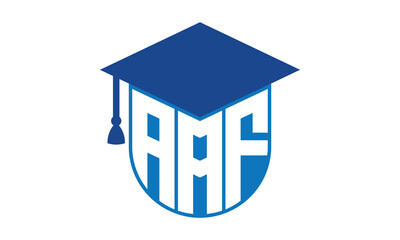 AAF initial letter academic logo design vector template. school college logo, university logo, graduation cap logo, institute logo, educational logo, library logo, teaching logo, book shop, varsity