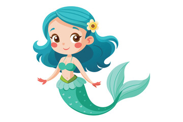 cute-cartoon-mermaid vector illustration 